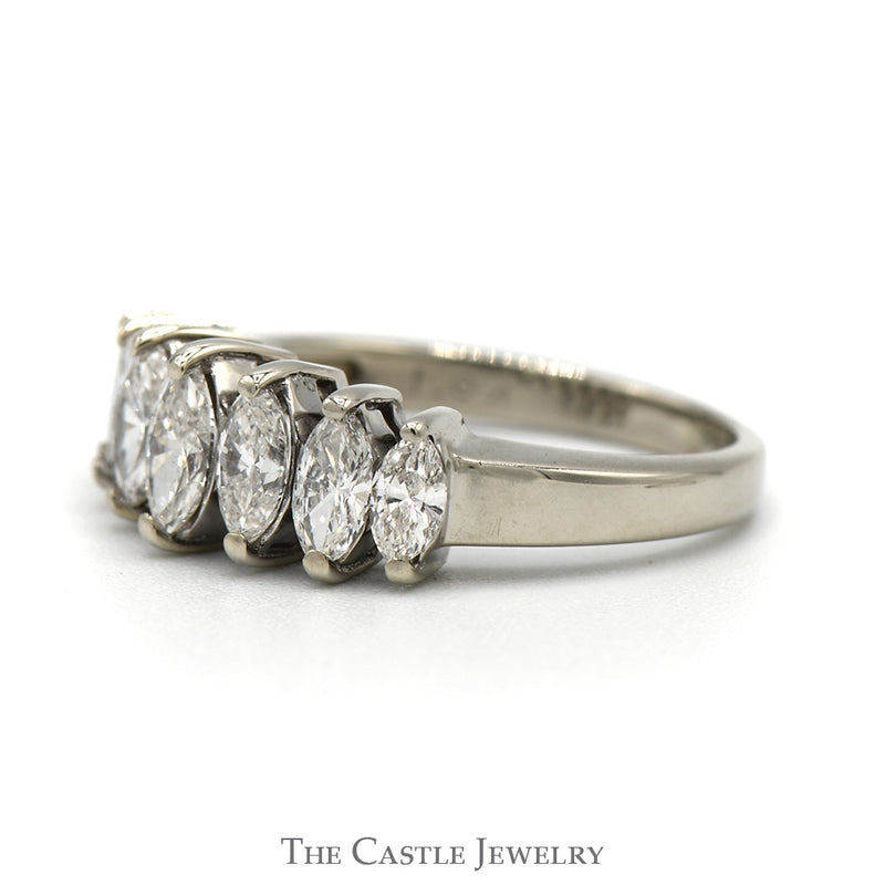 1cttw 7 Marquise Cut Diamond Band in 14k White Gold