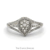 Pear Shaped Diamond Cluster Ring with Diamond Halo and Accented Split Shank Sides in 10k White Gold - Thumbnail 1