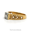 .10ct Diamond Solitaire Ring with Open Leaf Designed Sides in 10k Yellow Gold - Thumbnail 3