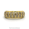 Multi-Column 1cttw Diamond Cluster Band in 10k Yellow Gold - Thumbnail 1