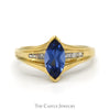 Marquise Cut Tanzanite Ring with Channel Set Diamond Accents in 10k Yellow Gold - Thumbnail 1