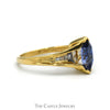 Marquise Cut Tanzanite Ring with Channel Set Diamond Accents in 10k Yellow Gold - Thumbnail 3