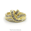 1/2cttw Baguette & Round Diamond Swirled Cluster Ring in 10k Yellow Gold - Thumbnail 1