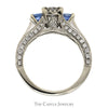 1.15cttw Princess Cut Diamond Neil Lane Designer Bridal Set with Sapphire Accents and Matching Band in 14k White Gold - Thumbnail 2