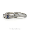 1.15cttw Princess Cut Diamond Neil Lane Designer Bridal Set with Sapphire Accents and Matching Band in 14k White Gold - Thumbnail 3