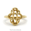 14k Yellow Gold Free Form Interwoven Open Looped Shield Ring - Thumbnail 1