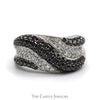 Wavy Black & White 2cttw Diamond Cluster Band in 14k White Gold - Thumbnail 1