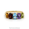 5 Oval Cut Multi Gemstone Ring in 10k Yellow Gold - Thumbnail 1