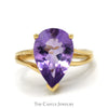 Pear Cut Amethyst Ring with Split Shank Sides in 10k Yellow Gold - Thumbnail 1