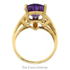Pear Cut Amethyst Ring with Split Shank Sides in 10k Yellow Gold - Thumbnail 2