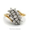 .38cttw Waterfall Diamond Cluster Ring in 14k Yellow Gold Bypass Mounting - Thumbnail 1