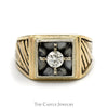 1/3ct Diamond Solitaire Men's Ring with Open Sides in 14k Yellow Gold - Thumbnail 1