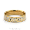 6mm Wide Men's Cross Designed Wedding Band with Diamond Accents in 10k Yellow Gold - Thumbnail 1