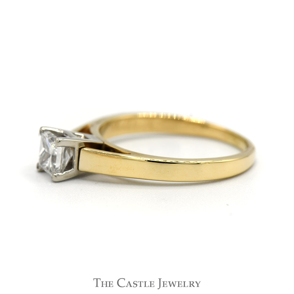 .70ct Princess Cut Diamond Solitaire Engagement Ring in 14k Yellow Gold Cathedral Mounting