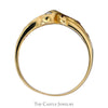 Triple Diamond Ring with Channel Set Ruby Sides in 14k Yellow Gold Bypass Band - Thumbnail 2