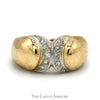 "X" Designed Dome Ring with Diamond Accents in 14k Yellow Gold - Thumbnail 1