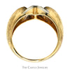 "X" Designed Dome Ring with Diamond Accents in 14k Yellow Gold - Thumbnail 2