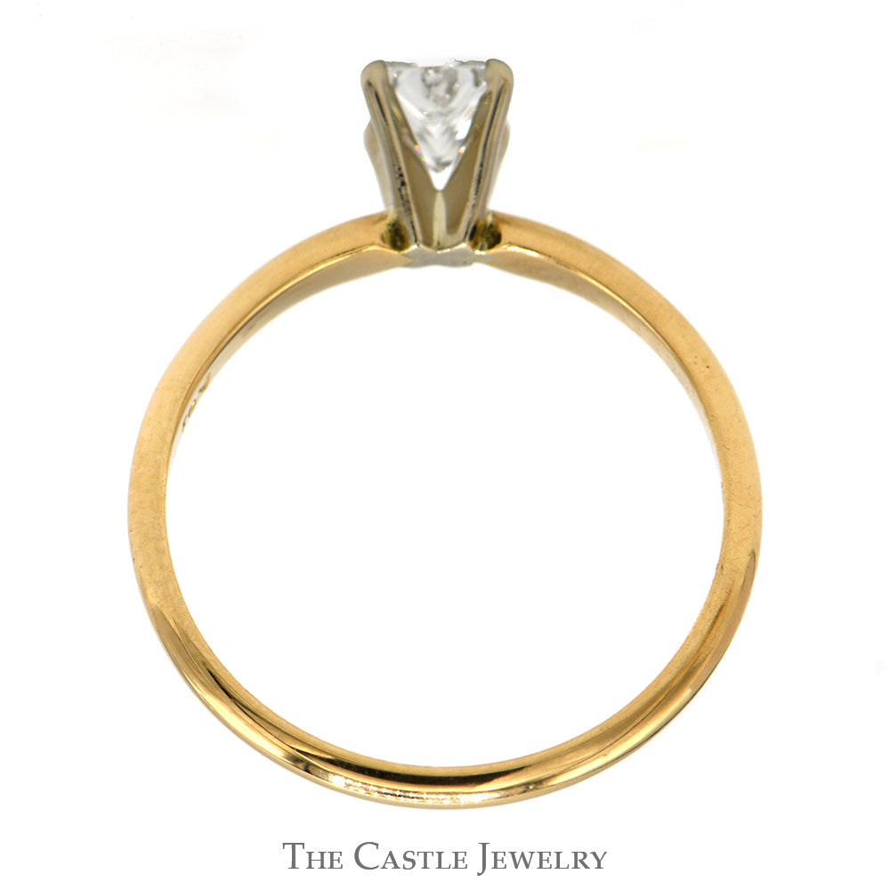 1/2ct Princess Cut Diamond Solitaire Engagement Ring in 14k Yellow Gold