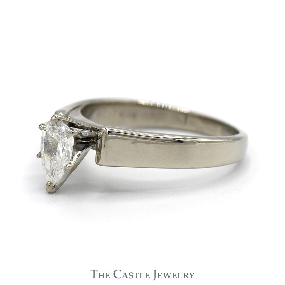 .59ct Pear Cut Diamond Solitaire Engagement Ring in 14k White Gold Cathedral Mounting