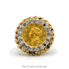 1851 Liberty Coin Ring with Diamond Rope Designed Bezel in 14k Yellow Gold Mounting - Thumbnail 1