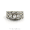 1cttw Princess Cut Three Stone Diamond Engagement Ring with Channel Set Diamond Accents in 10k White Gold - Thumbnail 1