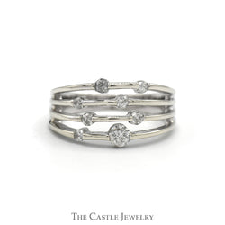 Open Multi-Row Diamond Cluster Band in 14k White Gold