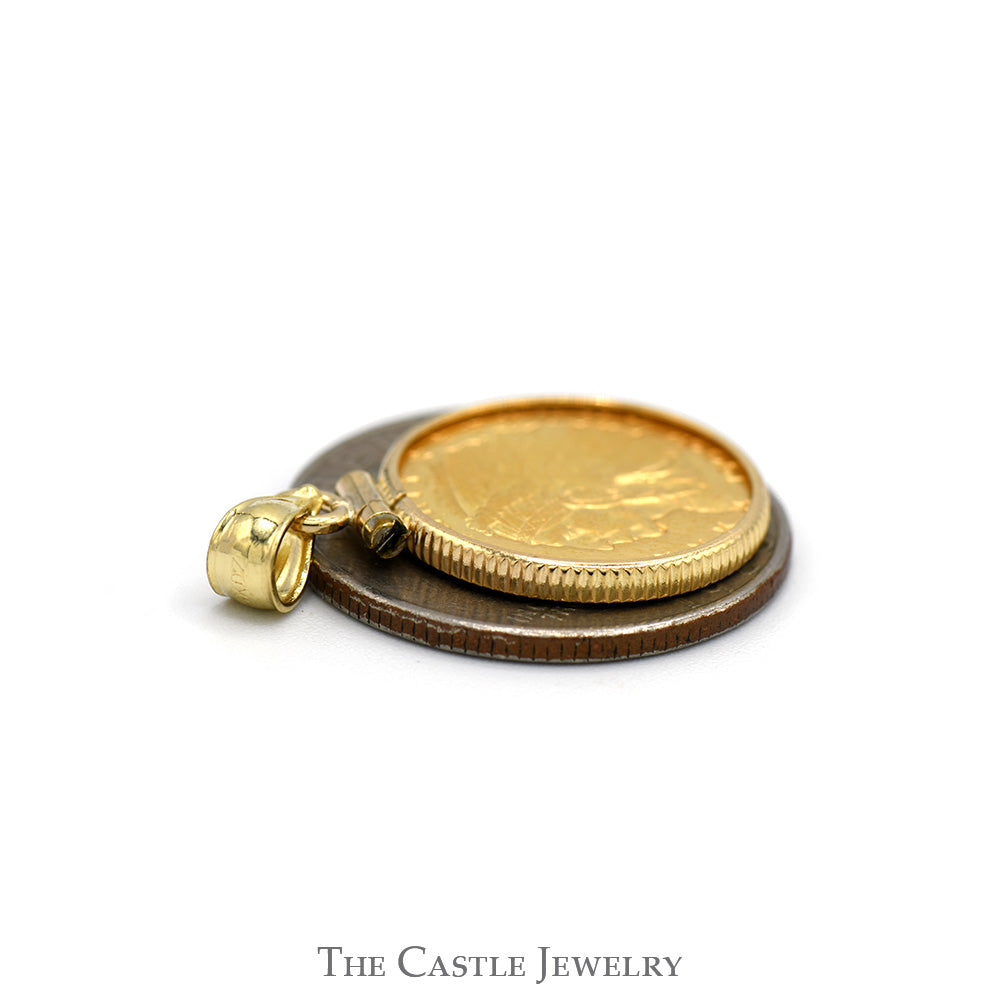 1909 Gold Liberty Coin Pendant in 14k Yellow Gold Bail & Bezel