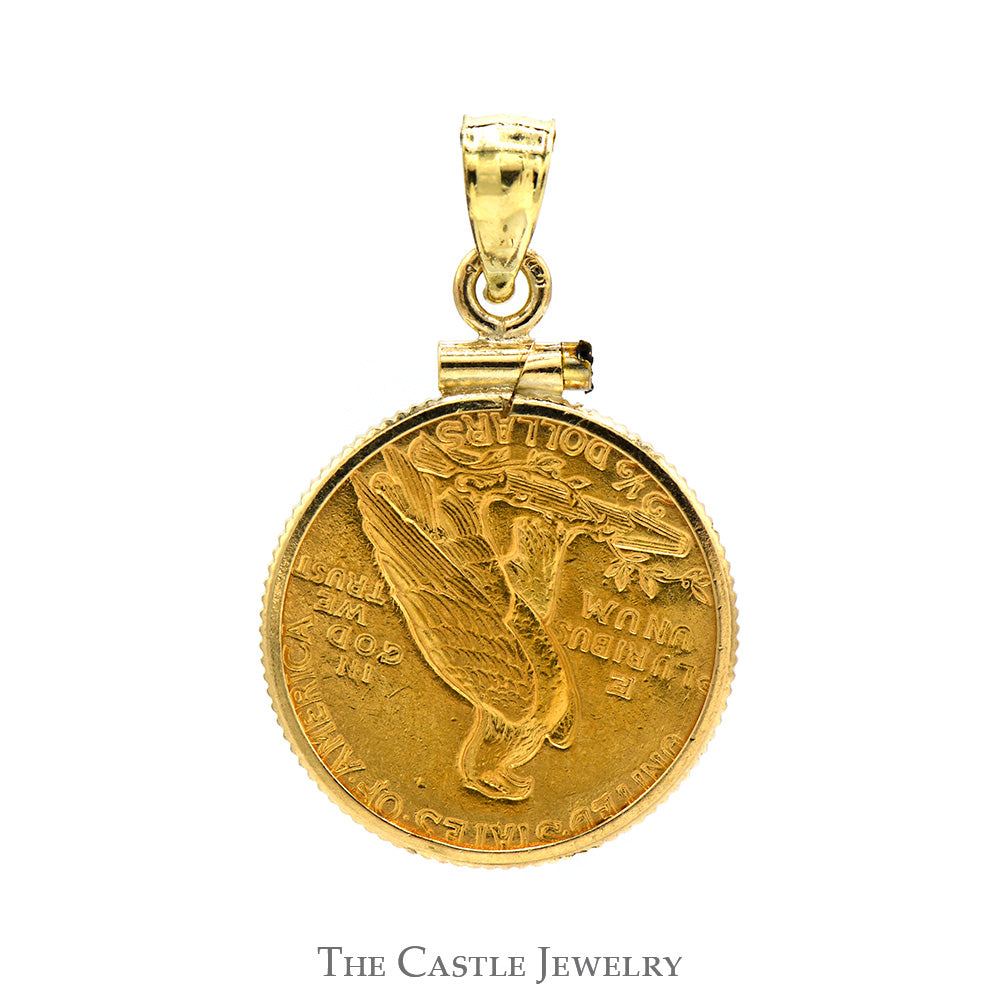 1909 Gold Liberty Coin Pendant in 14k Yellow Gold Bail & Bezel