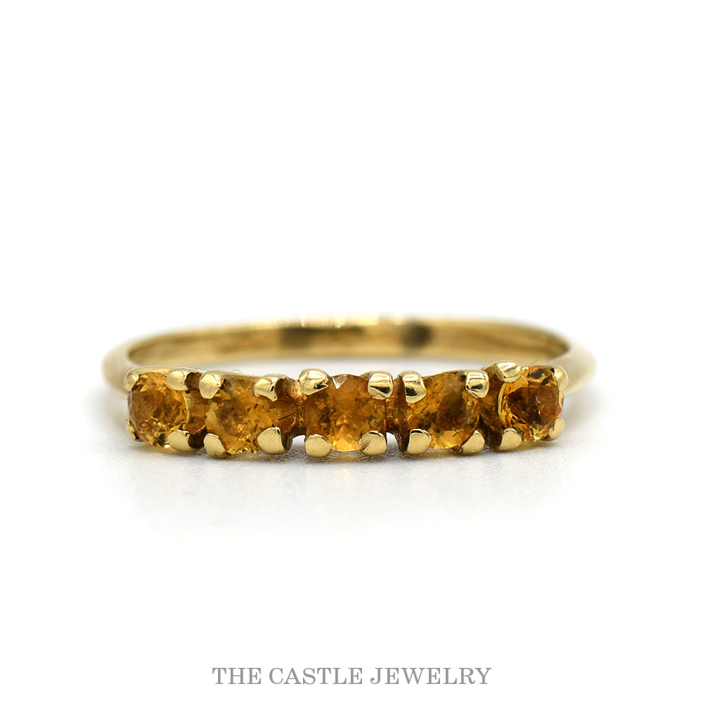 5 Round Citrine Band in 10k Yellow Gold
