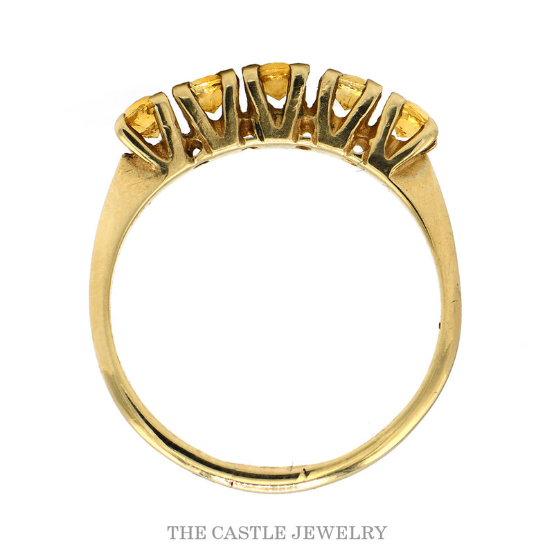 5 Round Citrine Band in 10k Yellow Gold