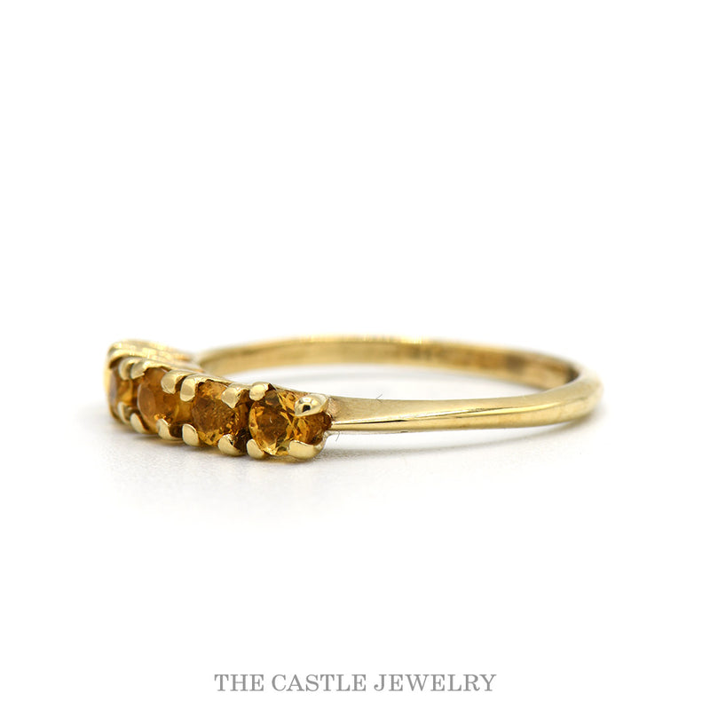 5 Round Citrine Band in 10k Yellow Gold