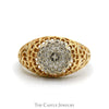 Illusion Set .10cttw Kentucky Diamond Cluster Ring with Open Filigree Sides in 10k Yellow Gold - Thumbnail 1