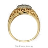 Illusion Set .10cttw Kentucky Diamond Cluster Ring with Open Filigree Sides in 10k Yellow Gold - Thumbnail 2