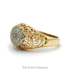 Illusion Set .10cttw Kentucky Diamond Cluster Ring with Open Filigree Sides in 10k Yellow Gold - Thumbnail 3