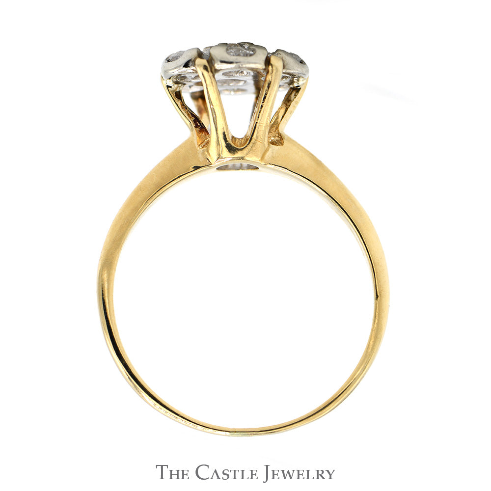 7 Round 3/4cttw Diamond Cluster Ring in 14k Yellow Gold