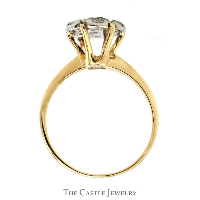 7 Round 3/4cttw Diamond Cluster Ring in 14k Yellow Gold