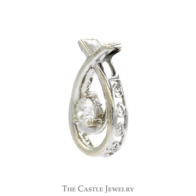 1/2ct Round Diamond Solitaire Love Knot Pendant in 14k White Gold