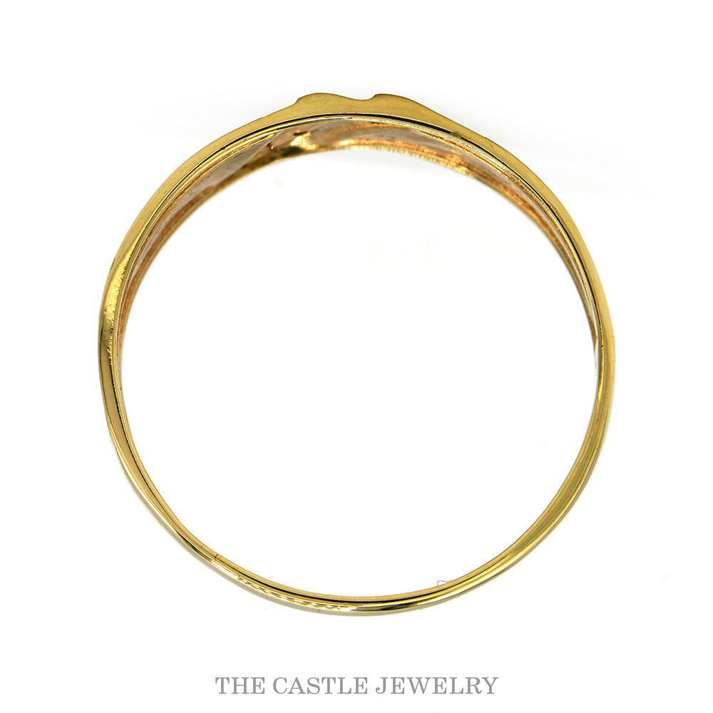 Men's Two Tone Cross Ring with Diamond Accent in 10k Yellow or White Gold