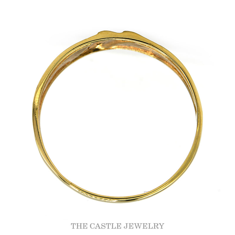 Men's Two Tone Cross Ring with Diamond Accent in 10k Yellow or White Gold