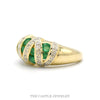 14K Yellow Gold Emerald and Diamond Dome Statement Ring - Thumbnail 2