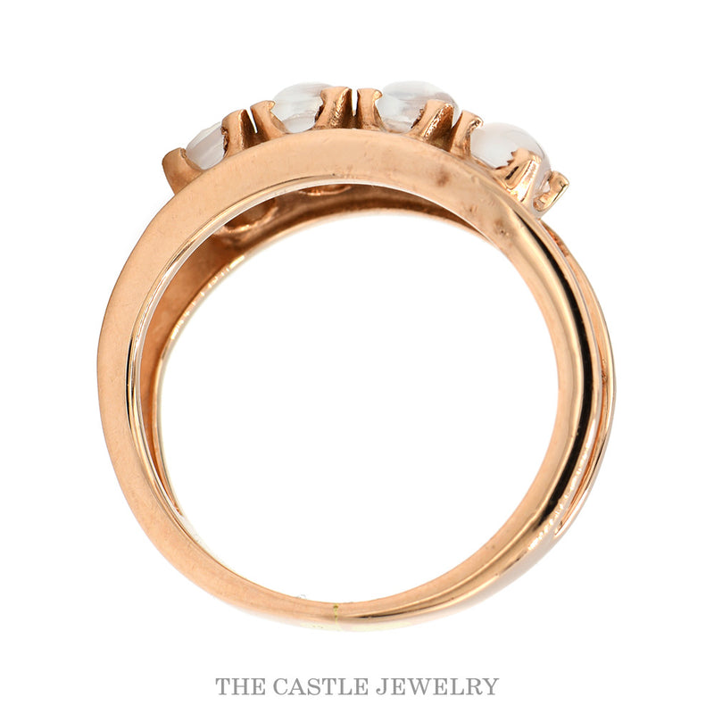 14K Rose Gold 5 Oval Moonstone Split Shank Ring