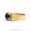 Men's Oval Lindy Star Ring with Diamond Accents and Checkered Textured Sides in 14k Yellow Gold - Thumbnail 2