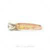 Side profile of the 14k tri-color gold diamond solitaire ring showing setting height and band taper - Thumbnail 2