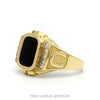 Rectangular Black Onyx Men's Ring with Cubic Zirconia Accents and Horseshoe Sides in 14k Yellow Gold - Thumbnail 2