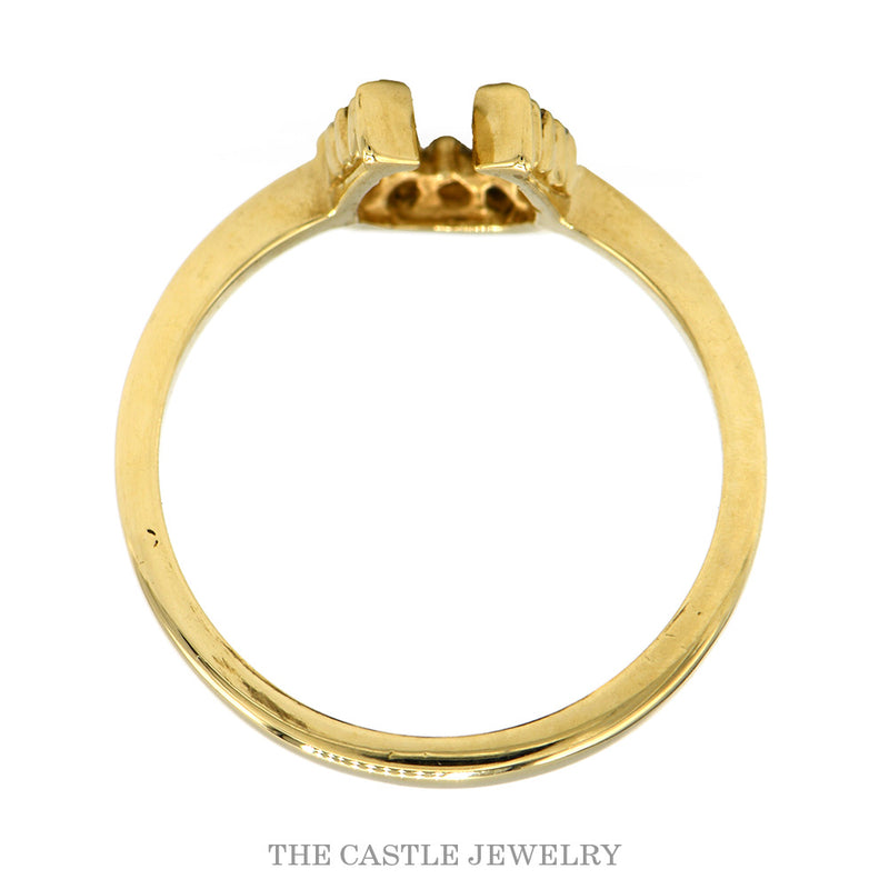 Front-facing view of the 14k yellow gold diamond horseshoe ring