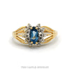 14k yellow gold marquise blue topaz ring with diamond accents — top view - Thumbnail 1