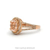 Side profile of the morganite halo ring showing the raised halo gallery and split shank - Thumbnail 2