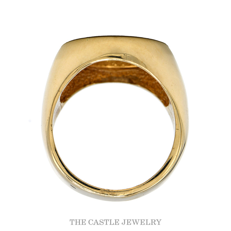 Front-facing view of the 1/10oz American Gold Eagle coin ring in polished 10k yellow gold