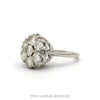 Side profile of the seven diamond cluster ring showing the scalloped gallery and plain shank - Thumbnail 2