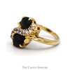 Double Oval Onyx Ring with White Topaz Accents in 14k Yellow Gold - Thumbnail 3
